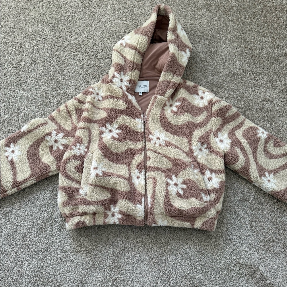 Floral Patterned Hooded Cropped Jacket